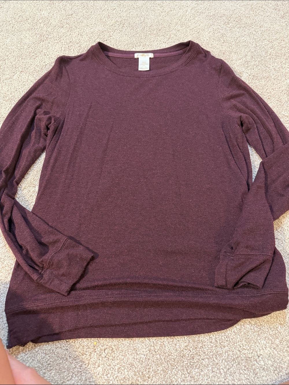 Cozy Crewneck Long Sleeve Top - Plum